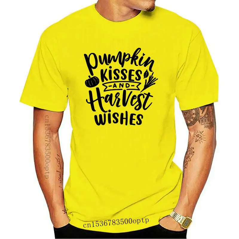 

Pumpkin Kisses and Harvest Wishes Womens Fall Shirts Halloween pumpkin thanksgving days cute graphic t-shrit aesthetic tee tops
