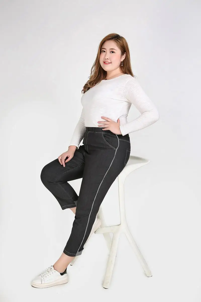 2XL-9XL женские большие размеры джинсы повседневные с высокой талией стрейч джинсовые брюки женские 5XL 6XL 7XL Большие размеры зимние обтягивающие джинсы брюки