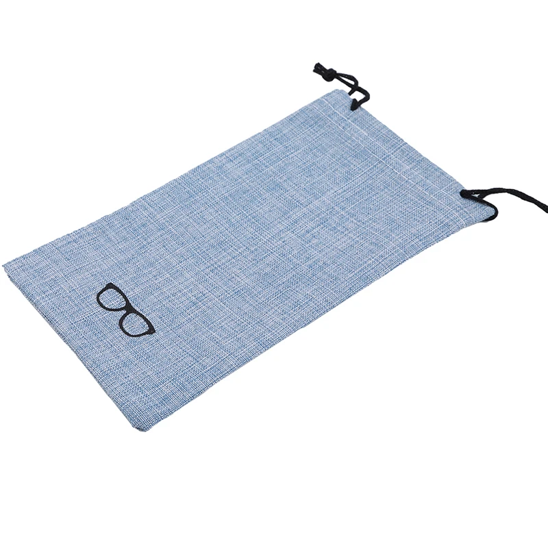 blue glasses bag Модные очки коробка портативный Чехол для очков сумки защитный Органайзер Металл Лен дисплей сплошной цвет - Цвет: blue glasses bag