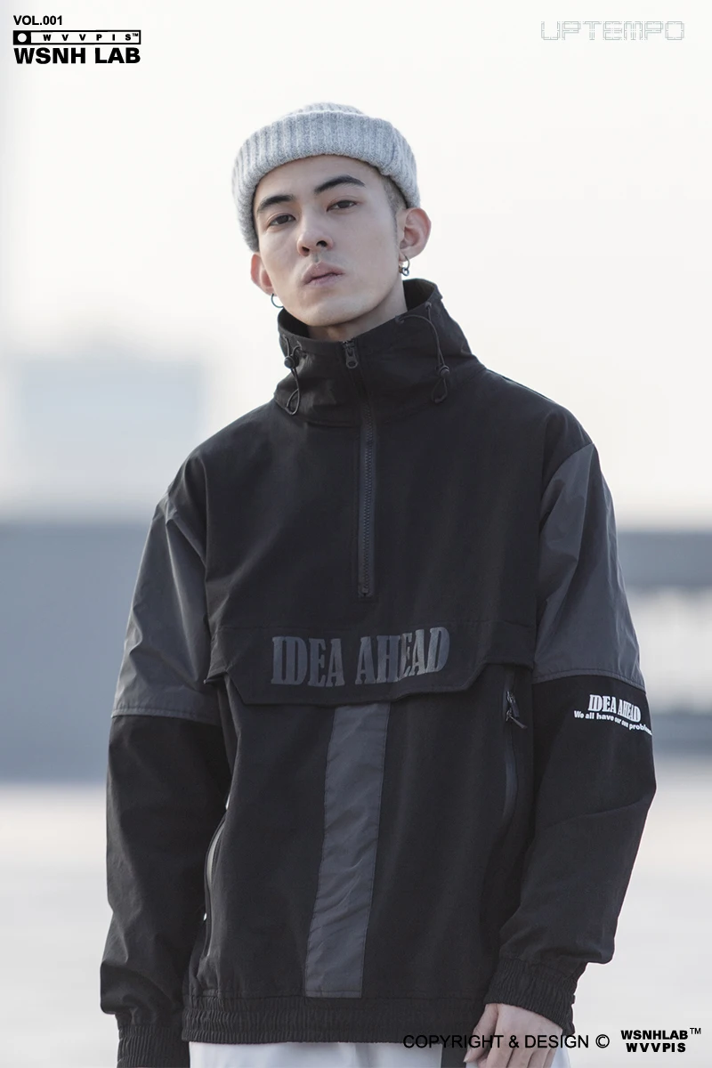 Светоотражающий Анорак WSNHLAB ветровка с высоким воротником уличная одежда