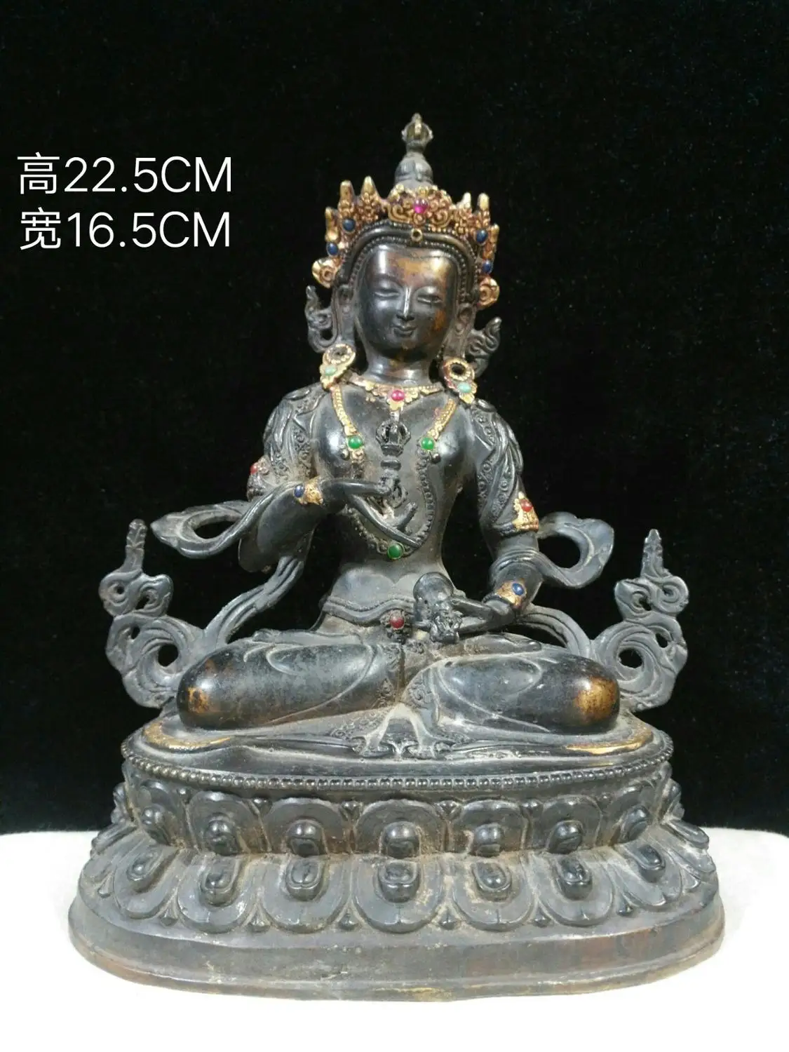 

Домашний декор, бронзовая и позолоченная Статуэтка 9 дюймов Тибетский буддистский храм Vajrasattva, статуэтка авалокитесвара амитабиха, Священн...