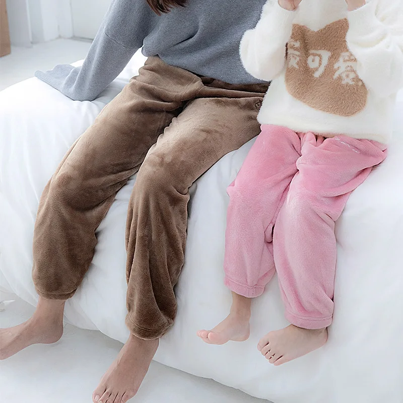 

Winter Thick Warm Boys Girls Casual Home Pants Children Flannel Letter Loose Long Trousers Women Pants Lounge Kids Trousers 6 8Y