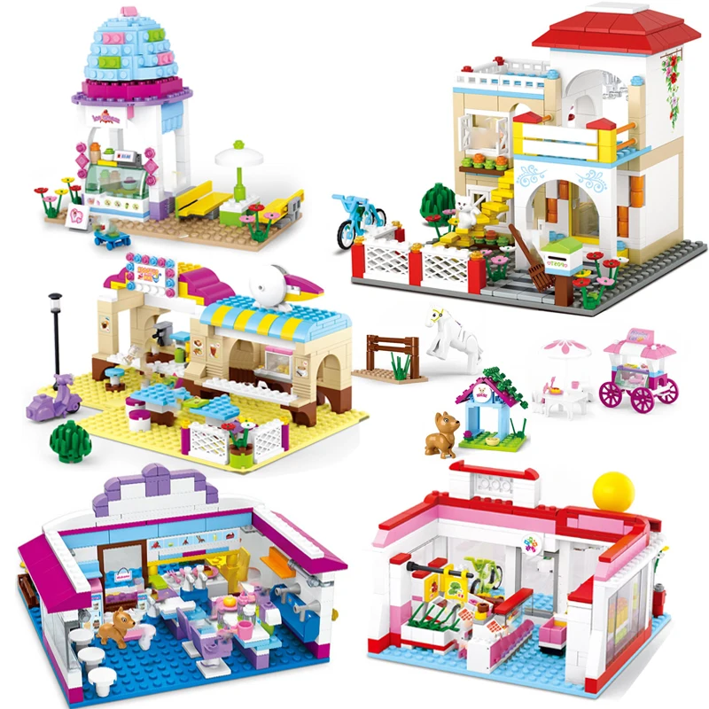 

Город дом вилла модель друзья девушка серия магазин коттедж творческие фигурки строительные блоки DIY Кирпич детские игрушки образовательн...