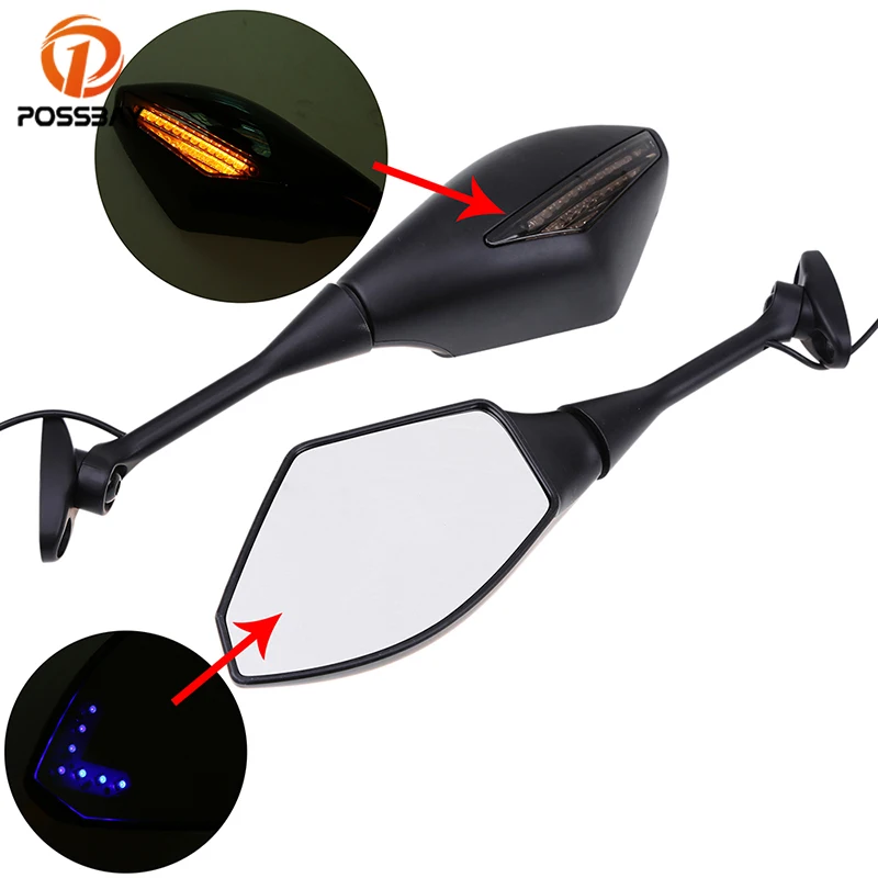 Posbay мотоциклетные боковые зеркала мигалка указатель поворота зеркало заднего