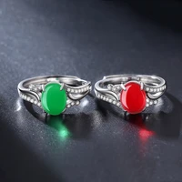 retro 925 silver jewelry ring oval shape created emerald zircon gemstone open finger rings for women wedding promise party gift