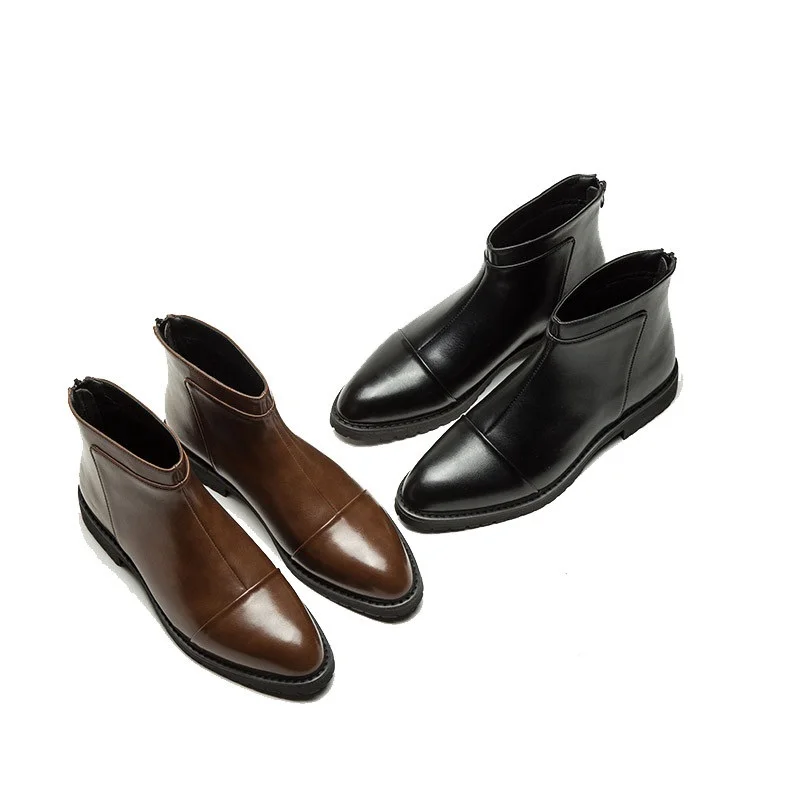 

Autumn Winter Fashion Pointed Toe Men Shoes Casual Business Ankle Boots England High Quality Real Leather Chelsea Boots