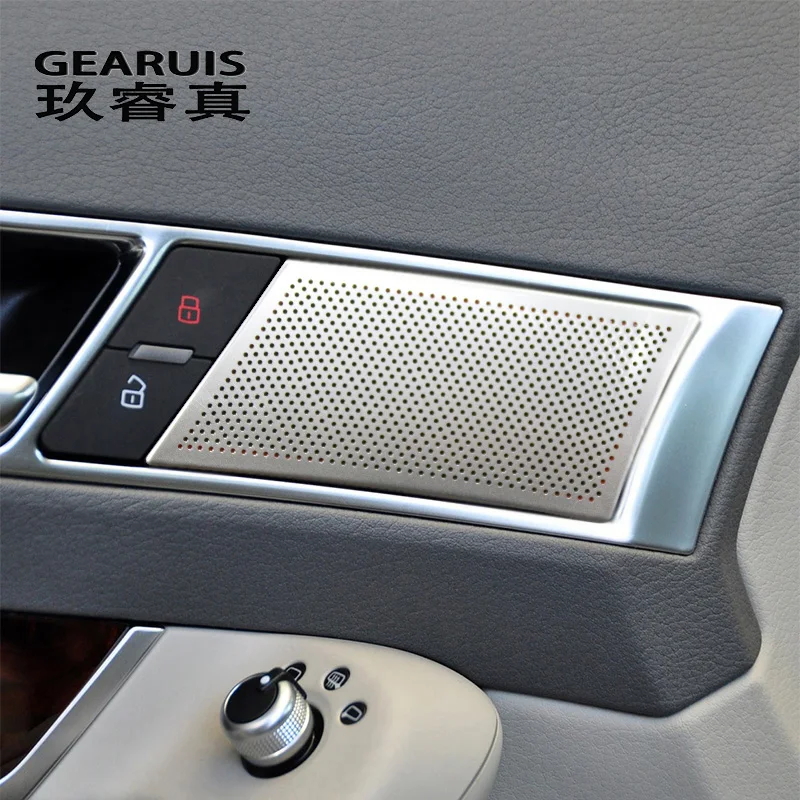 

For Audi A6 C6 2005-2011 Car Armrest Handle Cover Loudspeaker Panel Stereo Audio Speaker Frame Stickers Trim Auto Accessories