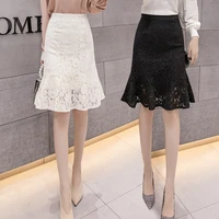 high waist lace womens summer 2020 new slim ruffled hip skirt knee length casual
