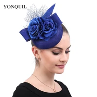 imitation sinamay bridal fascinator hats with flower women wedding headwear hair clips occasion wedding party hair accessories