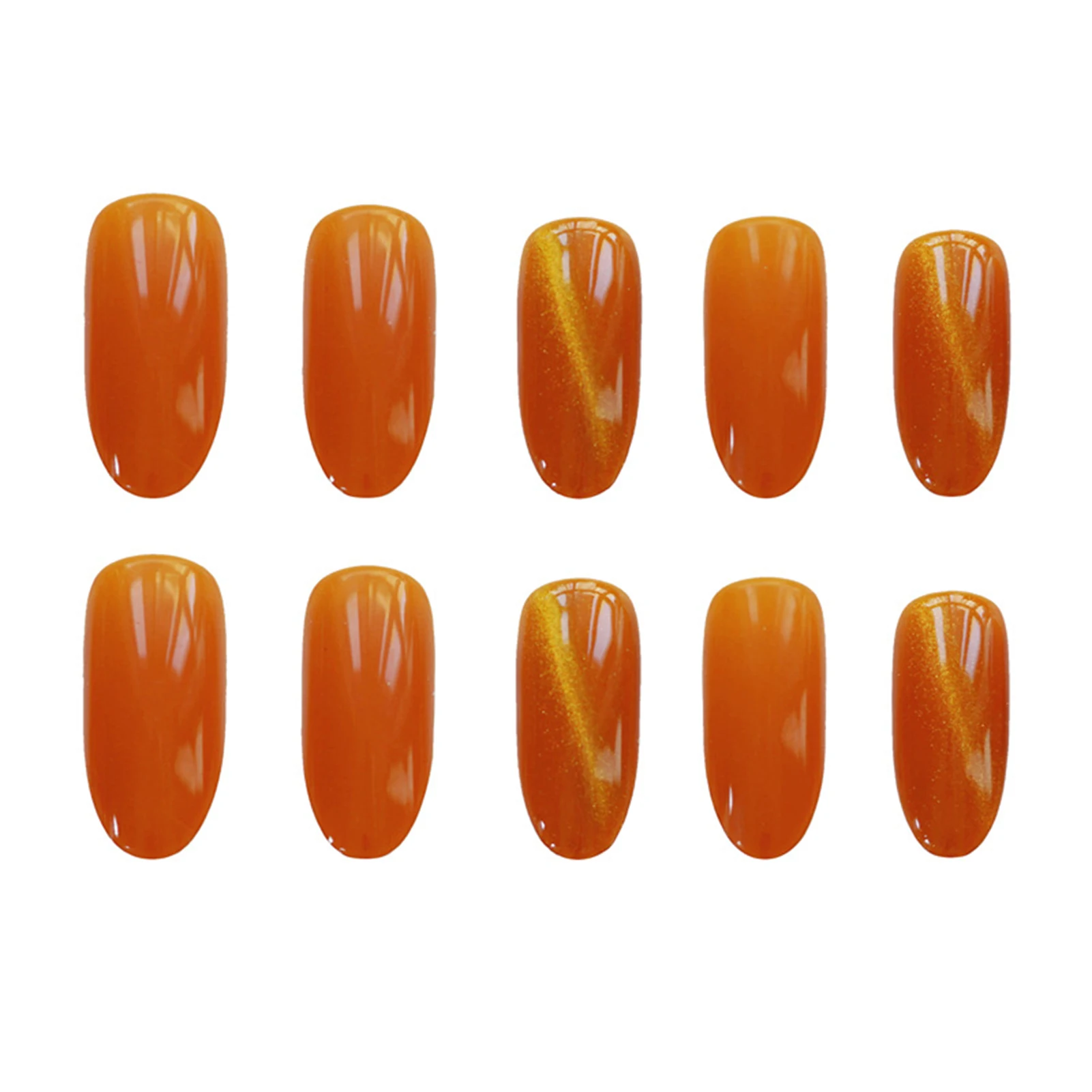 

24pcs Orange Gradients Wear Long Paragraph Fashion Manicure Patch False Nails Save Time Wearable Nail Patch CIN6 899