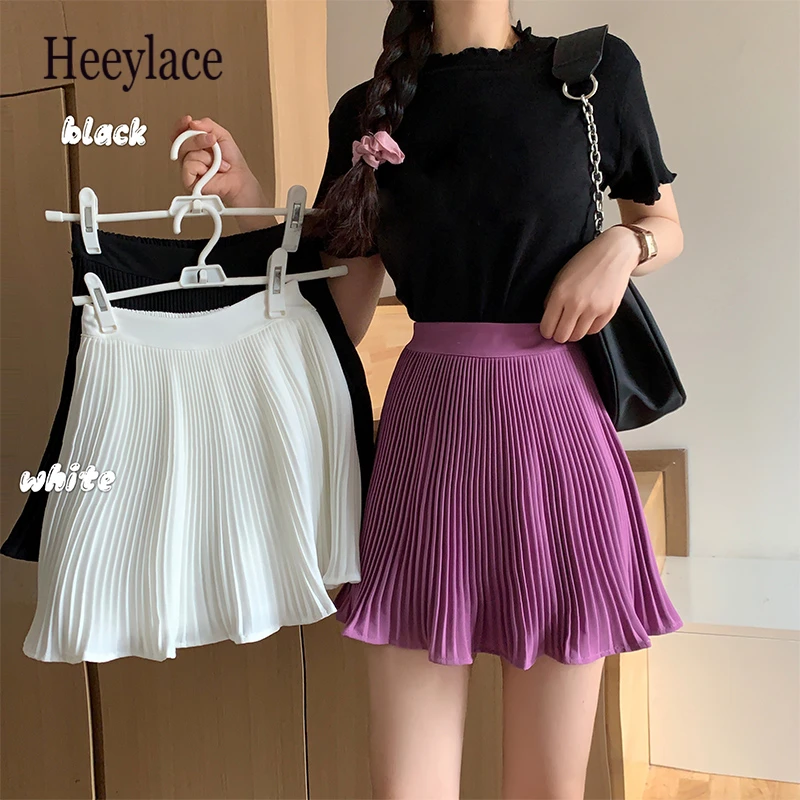 

Pleated Skirt Short Woman Elastic Waist Mini Skirts 2021 New Sexy Mircro Summer Mini Tennis Skirt New Preppy