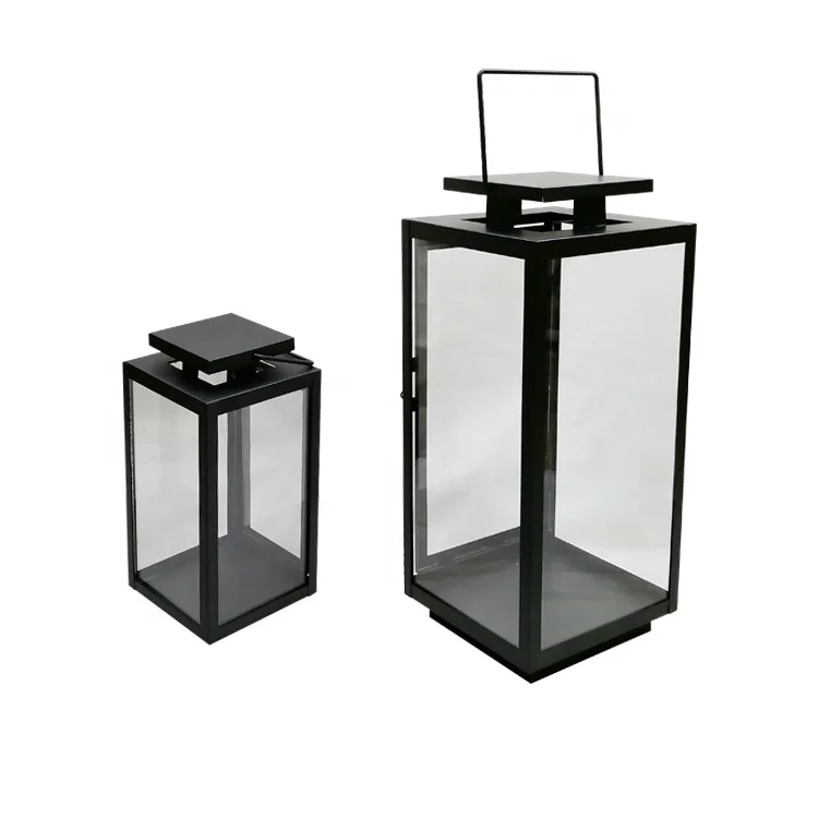 

Classic square mirror square lantern metal candle holder holder