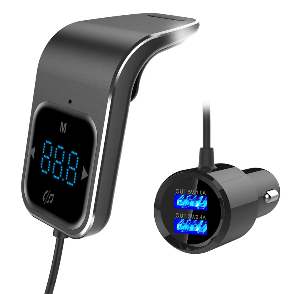 

FM-трансмиттер, Bluetooth, автомобильный беспроводной радиоадаптер, AUX mp3-плеер, автомобильное зарядное устройство, прикуриватель, двойной USB с фу...