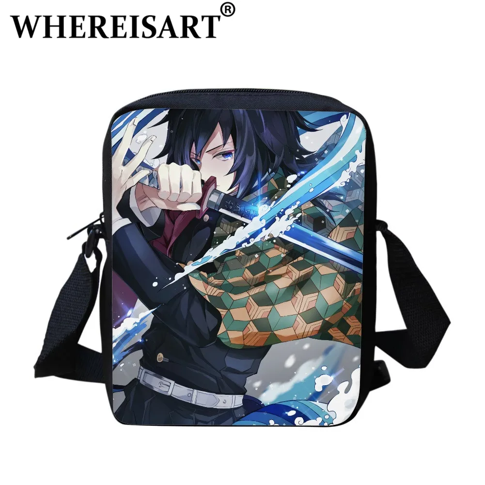 

WHEREISART Japanese Anime Demon Slayer Card Handbag For Young Unisex Casual Phone Cartoon Crossbody Bag Superior Giyuu Bag Gift