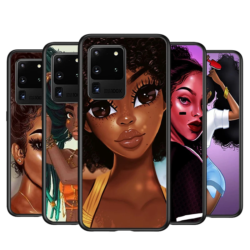 

African Beauty girl For Samsung Galaxy M20 M10 M02 M60S M40 M30 M62 M52 M32 M31S M31 M21 M21S M12 M1 Black Phone Case