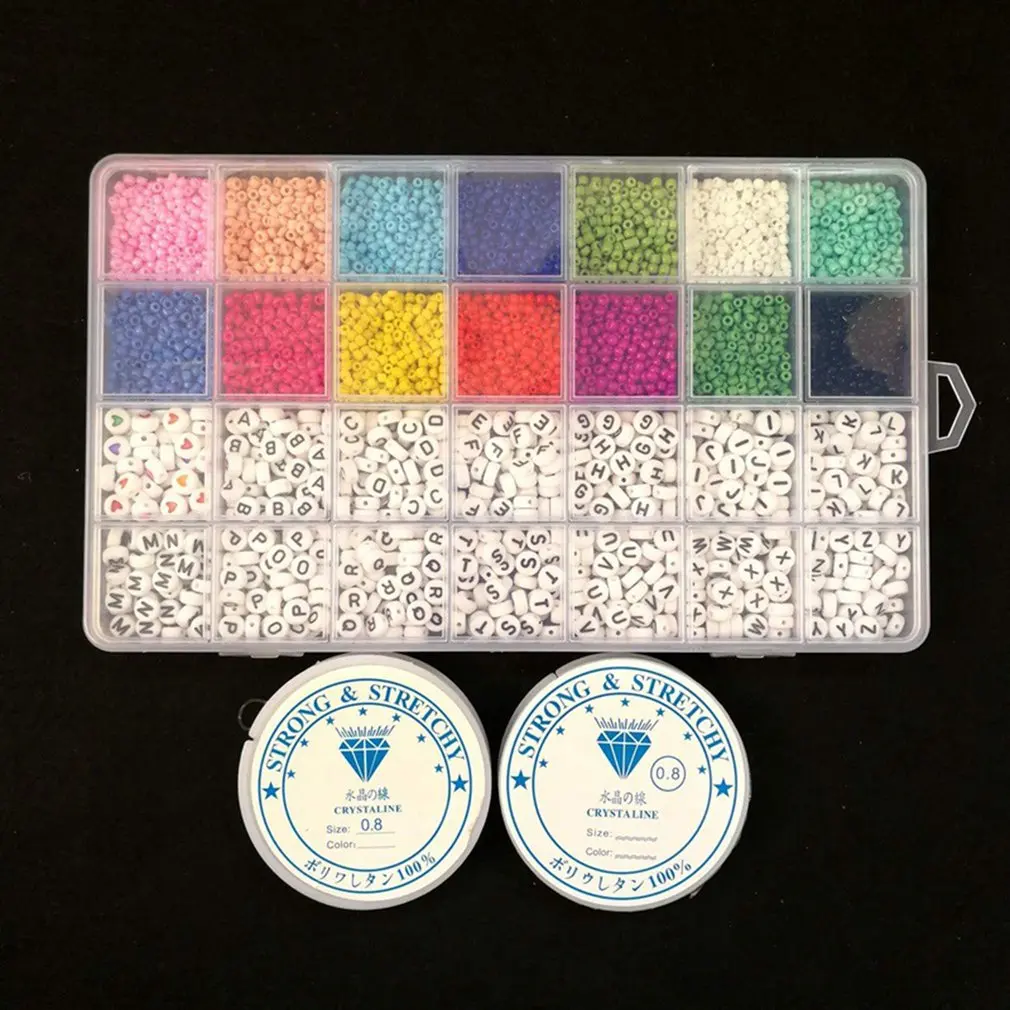 

Beads Kit, 3mm Glass Seed Beads, Alphabet Letter Beads and Heart Shape Beads for Name Bracelets Jewelry Making and Craft