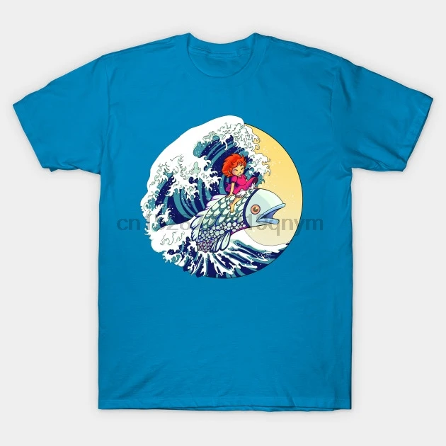 Мужская футболка Ponyo Hokusai Nerd с принтом Футболки |