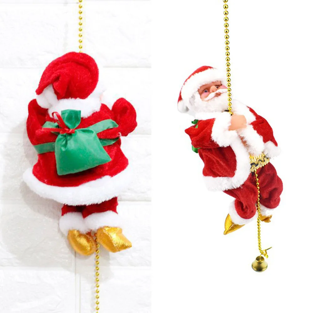 

Christmas Electric Musical Toy Santa Claus Climbing On A Rope Without Batteries 11.5*10*22cm Christmas Decoration Home Decor
