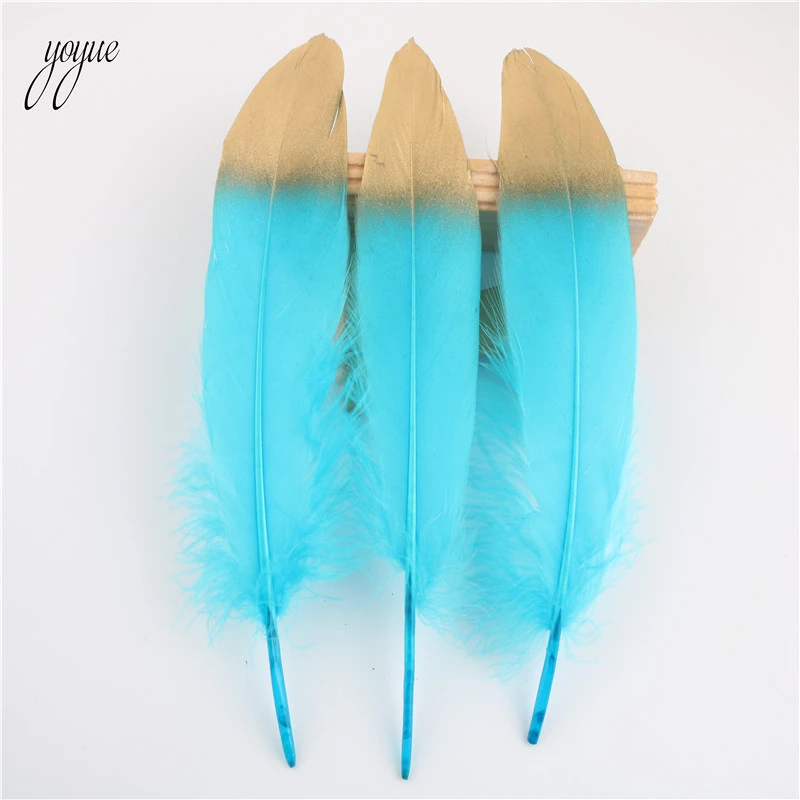 Оптовая продажа 20 шт./лот золотые гусиные перья поделки сделай сам аксессуары для