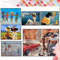 ocean diamond painting kit 5d diy fat woman mosaic all square round diamond home decoration handmade gifts for living room