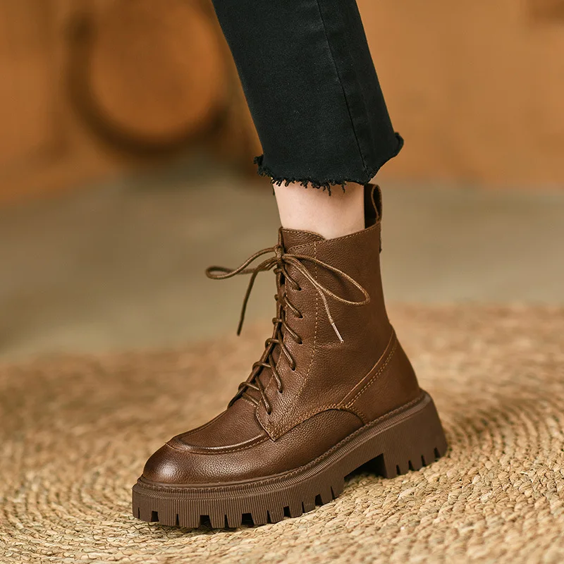 

Женские ботильоны на платформе в стиле панк, черные, коричневые модные крутые короткие мотоциклетные ботинки, женская готическая обувь на м...