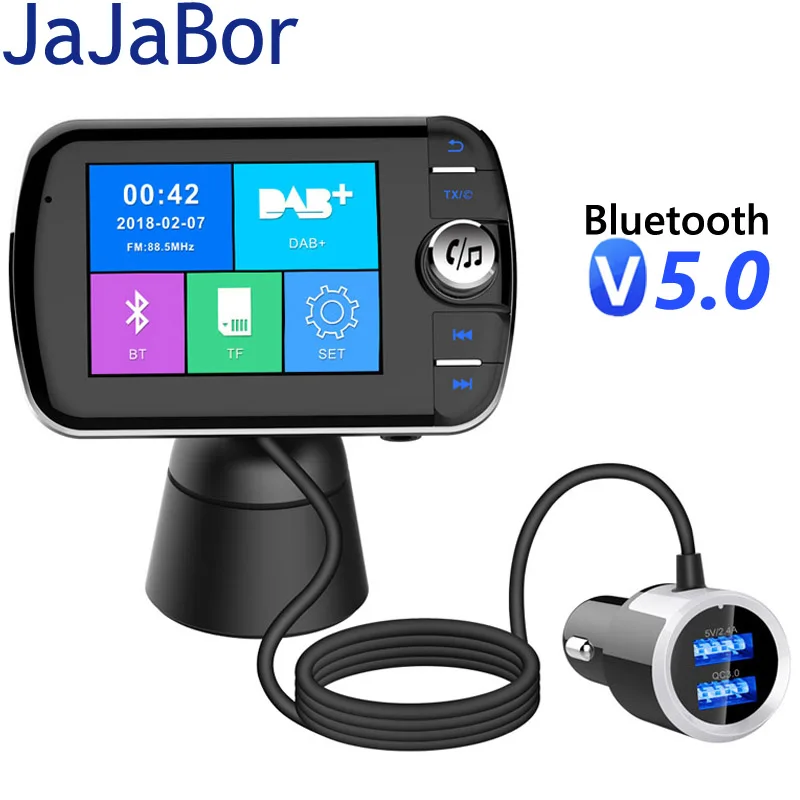 

JaJaBor Car Radio Receiver FM Transmitter Car Bluetooth Music Player DAB+ Digital Broadcast AUX Receiver Car Radio Color Screen