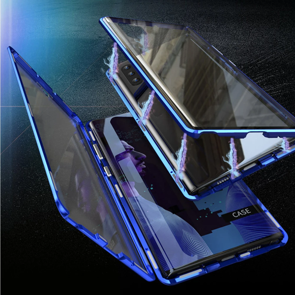 Магнитный чехол из закаленного стекла для iPhone 11 Pro X XS MAX XR 7 8 Plus, магнитный металлический бампер для samsung Galaxy Note 10 Plus