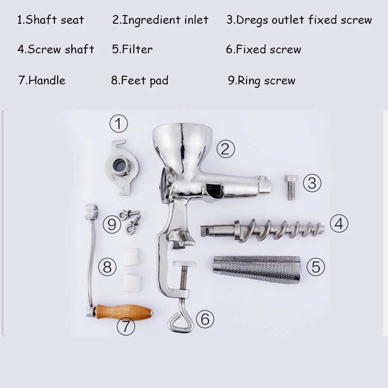 Ручная нержавеющая сталь пшеничная соковыжималка ручной шнек медленная
