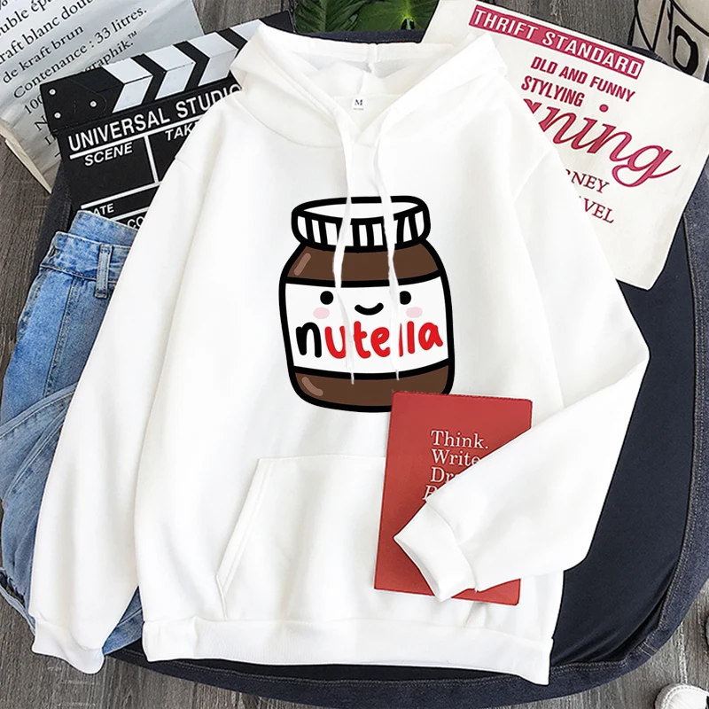 

100%COTTONNutella Hoodie Fashion For Men Women Kawaii print Streetwear Unisex Sweatshirt Pullover Long Sleeve Hooded