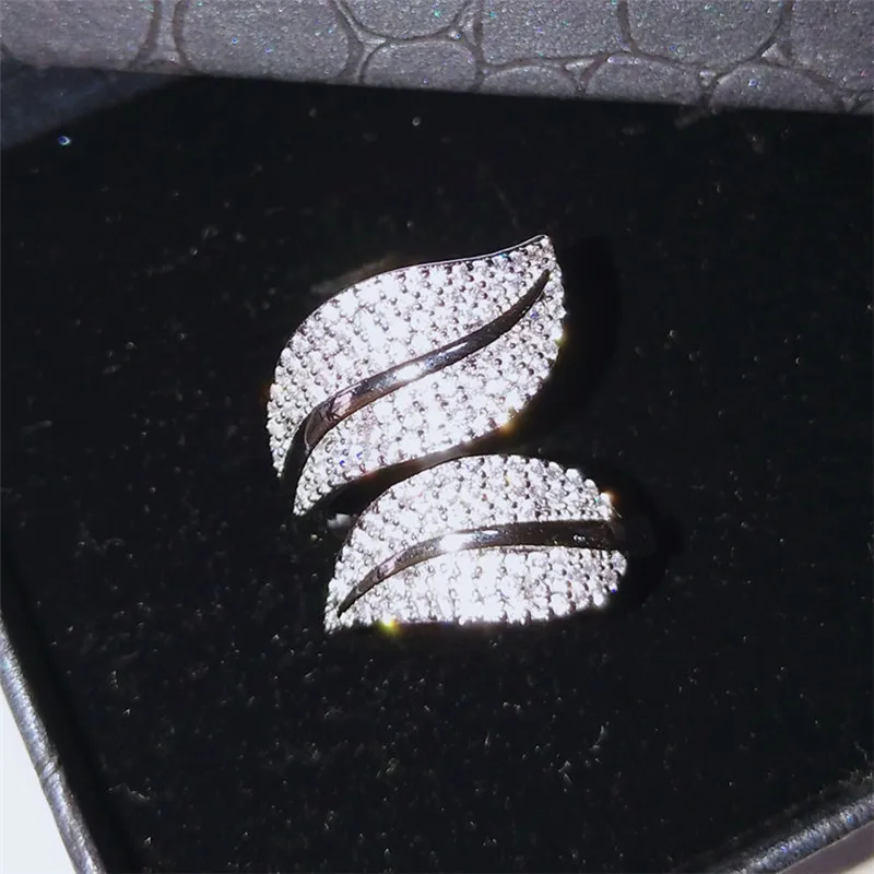 Роскошные AAA кубического циркония Micro Pave открытым кольца Установка цветок кольцо для женщин дамы обувь девочек роза кольца золотистого цвета Bague CR2034L - Цвет основного камня: White