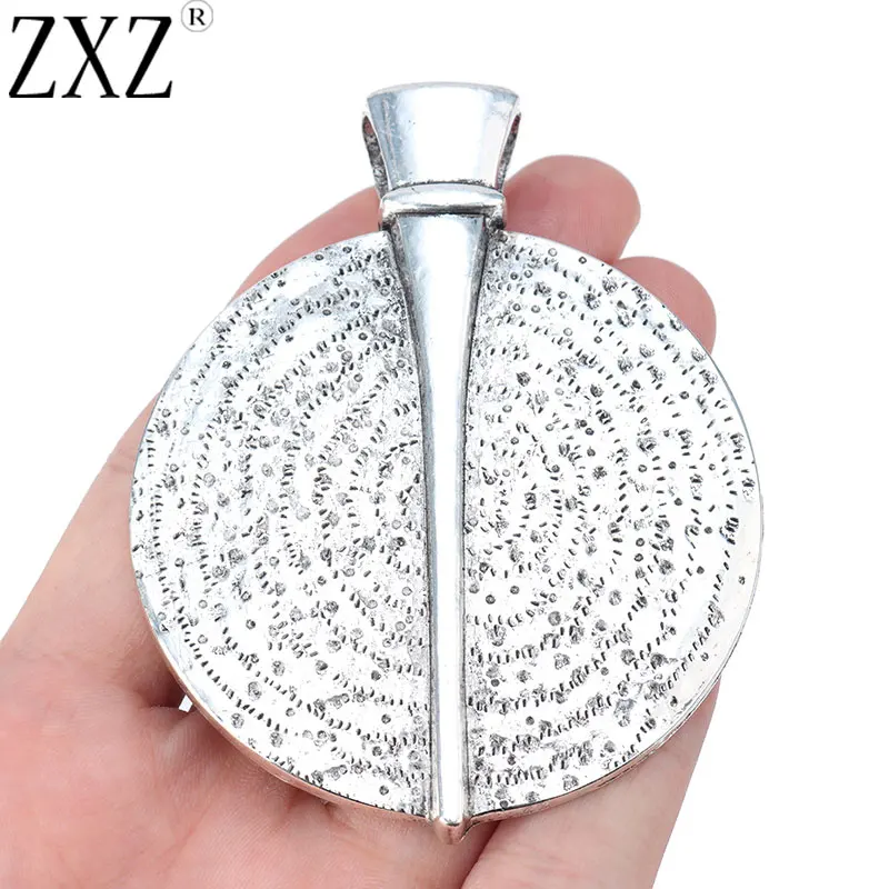 

ZXZ 2pcs Tibetan Silver Large Round Medallion Boho Charms Pendants for Necklace Jewelry Making Findings 84x67mm