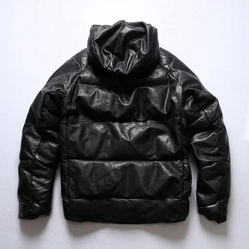 

2112 Big US Size Super Quality Goat Skin Very Warm Winter Coat Mans Genuine Leather Down Jacket
