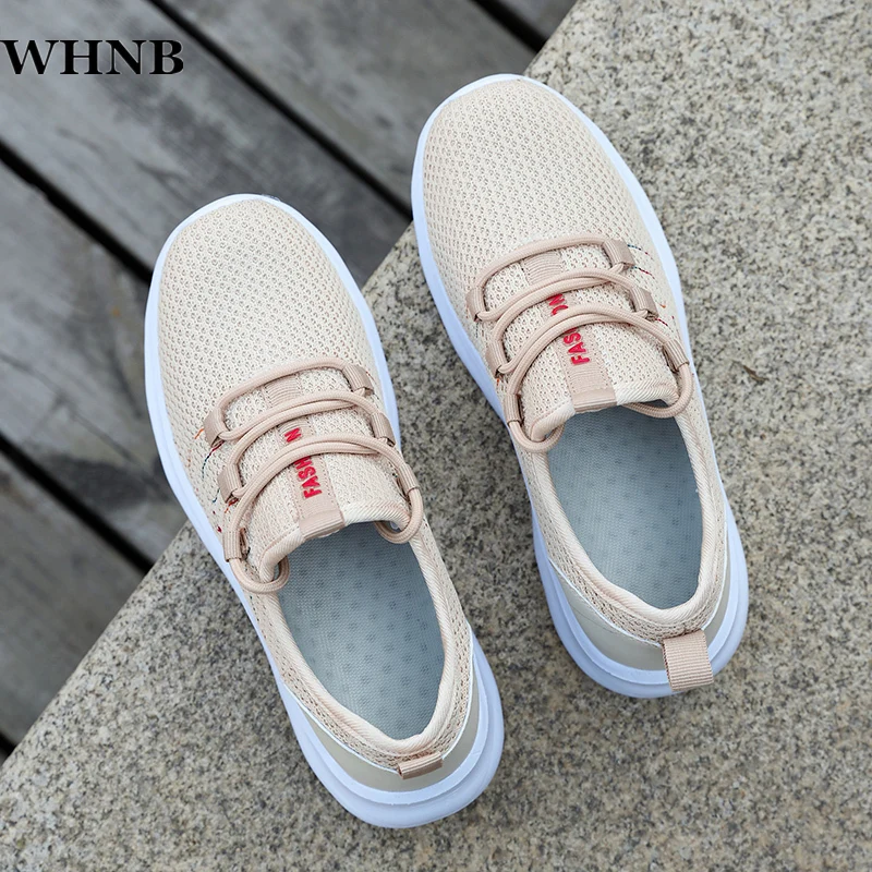 

WHNB Flats Women Sneakers Shoes 2021 Spring Sock Sneakers Women Summer Lace Up Flats Ladies Plus Size