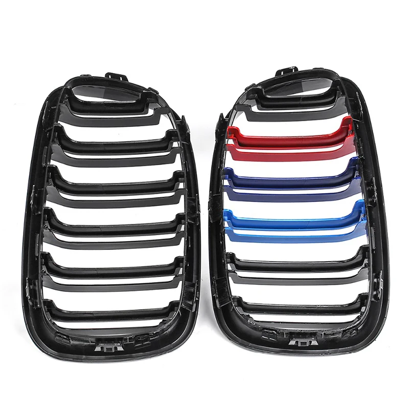 Автомобильный глянцевый черный M-Color 2 Slat Line передний центральный гриль для почек