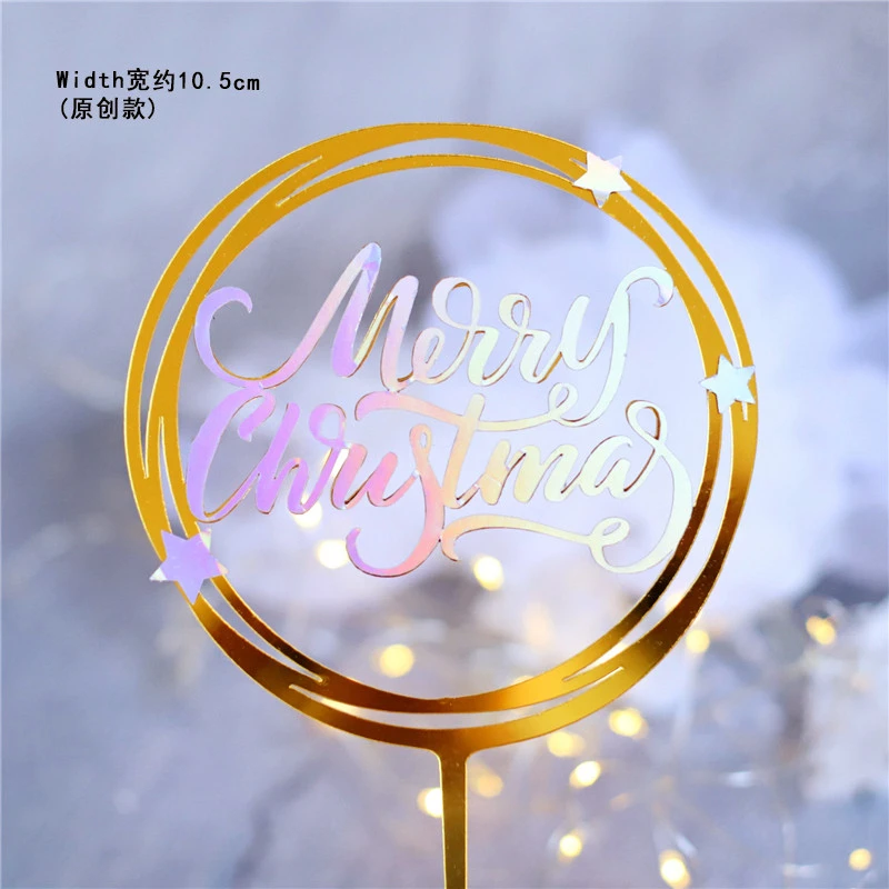 2pc christmas K Золотые серебристые, лазерные лося Счастливого Рождества торт Топпер Замороженные вечерние Акриловые Поддельные украшение в виде хлопьев снега для приспособление для выпечки подарок любви - Цвет: 2pc christmas K