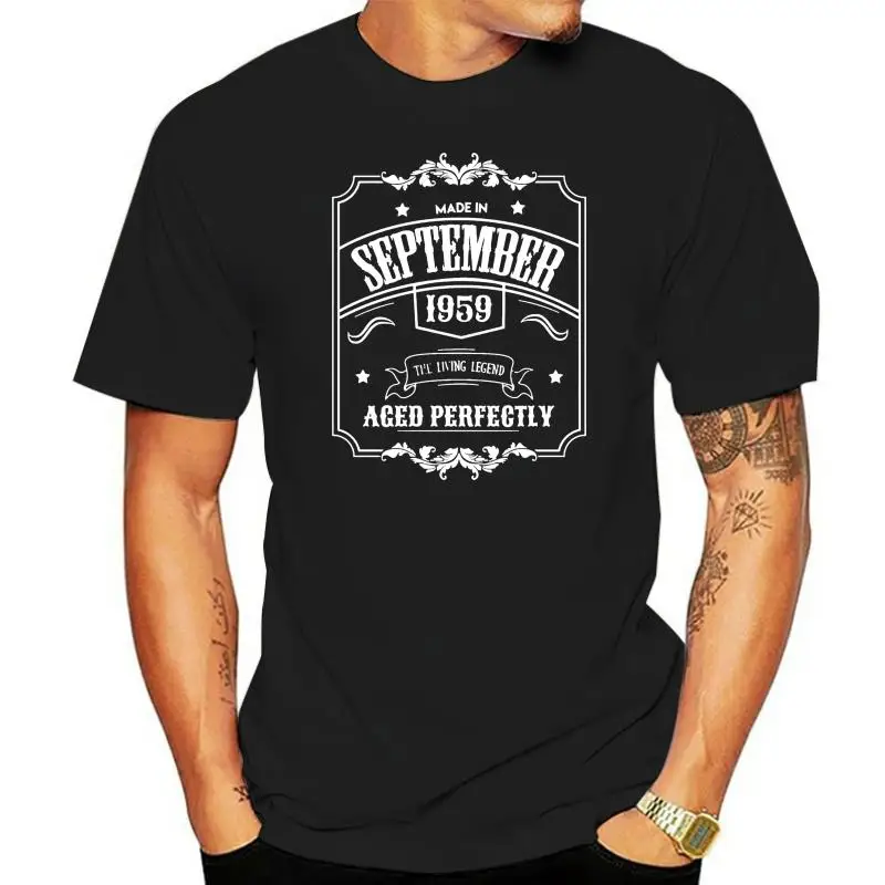 

9021D подарок на день рождения, футболки для папы, рожденного в сентябре 1959, День отца, индивидуальная футболка из чистого хлопка, приталенная, ...