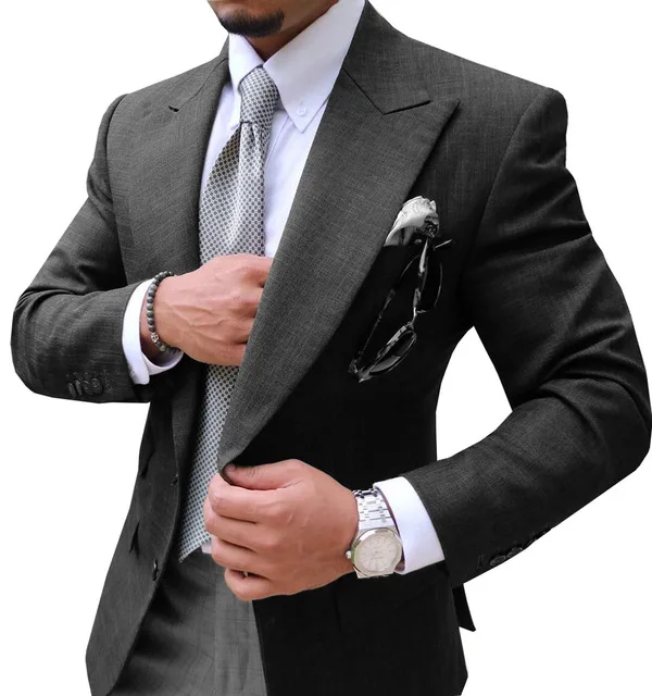 

Мужской костюм с двумя пуговицами на заказ, облегающие деловые смокинги для жениха, блейзер для свадьбы, выпускного вечера, 2 предмета (пиджак + брюки), 2020