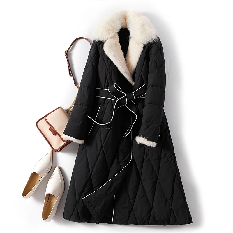 Женский пуховик с воротником из натурального Лисьего меха зимняя куртка на 90%