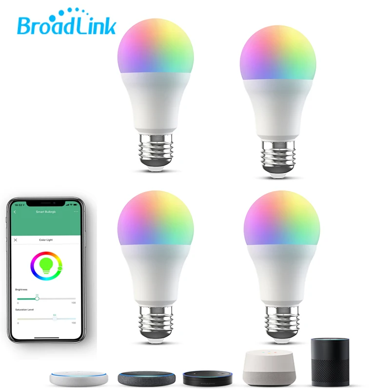 

Новая умная Светодиодная лампа BroadLink LB27R1, 220 В, Wi-Fi, RGB, работает с Alexa и Google Home