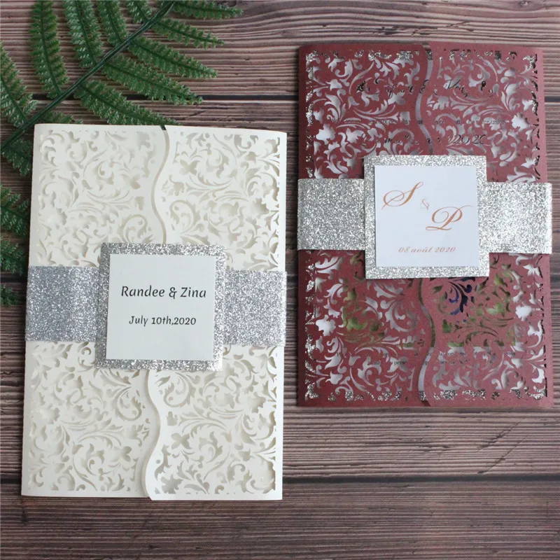 Элегантные свадебные приглашения цвета слоновой кости лазерная резка цветочный