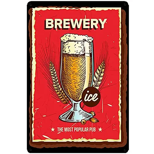 

Free Pintree Original Retro Design Ice Brewery Tin Metal Signs Wall Art | Thick Tinplate Print Poster Wall Decoration for Beer B