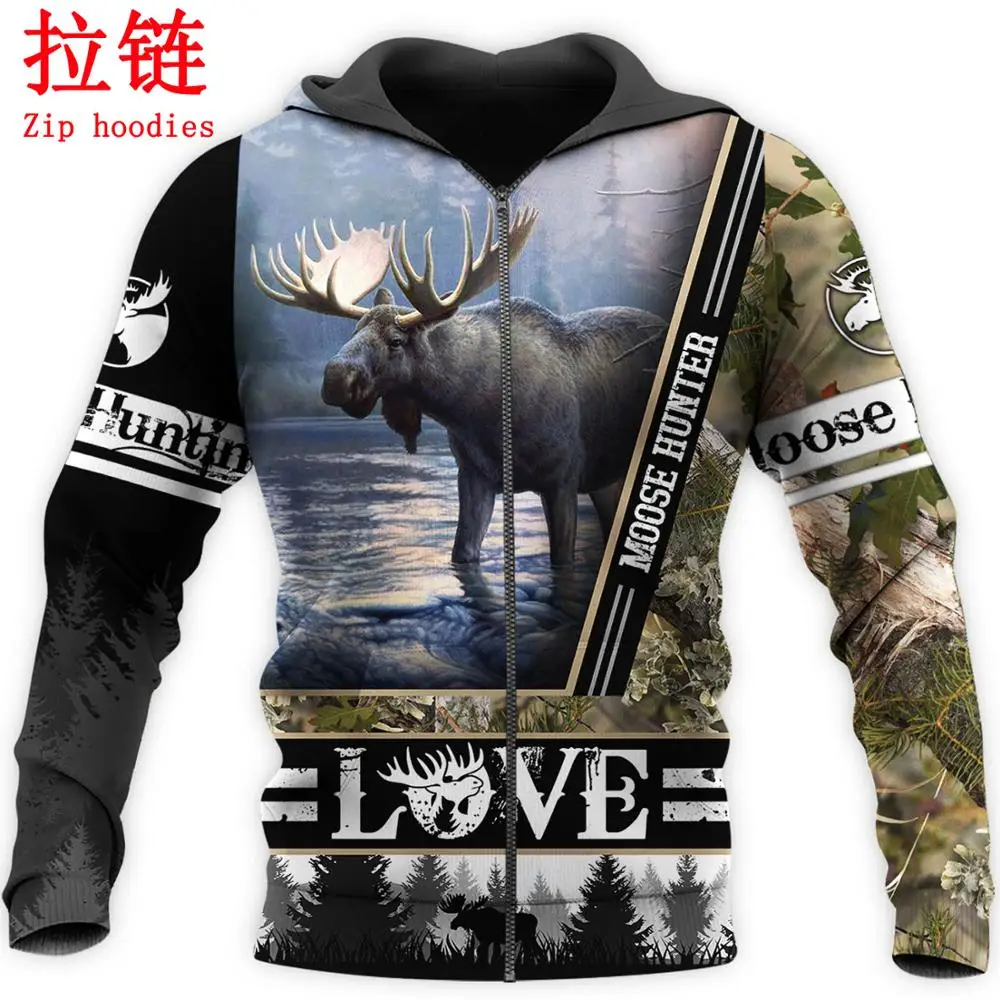 Мужская толстовка с капюшоном Love ELK Hunter Повседневный пуловер в стиле Харадзюку