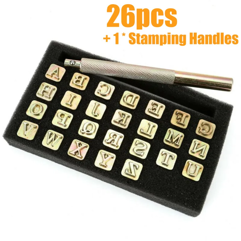 26 шт. набор кожаных стемперов с буквенным алфавитом стальной перфоратор
