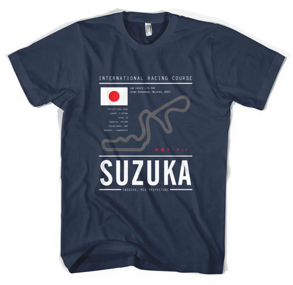 Suzuka Circuit Tee гоночная дорожка Япония Импорт Jdm Impreza Evo Skyline 2018 Новое поступление