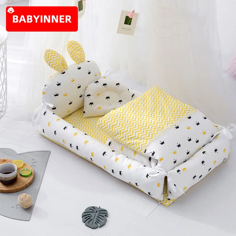 Baby Inner Portable Baby Crib Cotton Removable Bassinet Cradle Folding Baby Bed Infant Toddler Travel Bed 90*50*15cm Room Decor