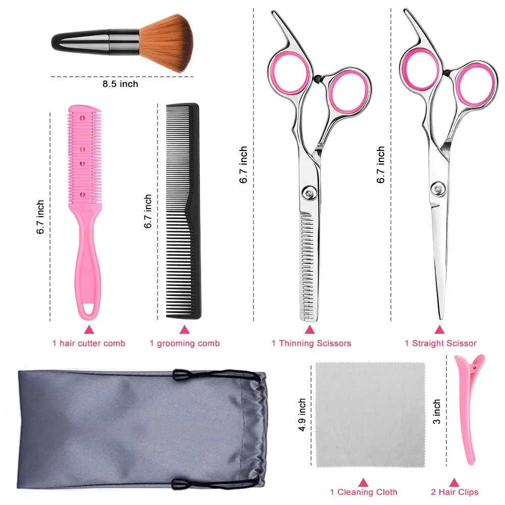 

YBLNTEK 9 PCS Hairdressing Scissors Professional Hair Scissors Kit Hair Cutting Scissors Tail Comb Hair Cape Hair Cutter Comb