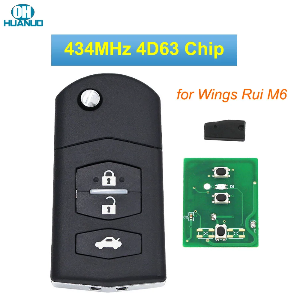 3 кнопки 434 МГц пульт дистанционного управления автомобильный ключ с чипом 4D63 для