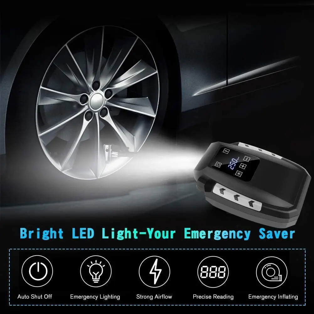 Автомобильный надувной воздушный компрессор сенсорный цифровой насос 12 в 120 Вт