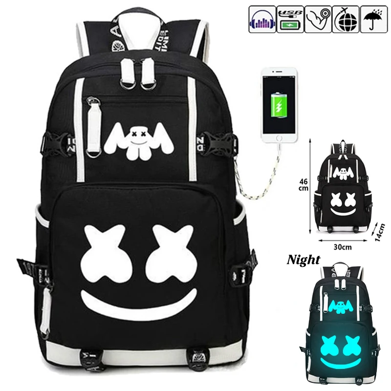 DJ Светящийся рюкзак многофункциональный USB зарядка Противоугонная для