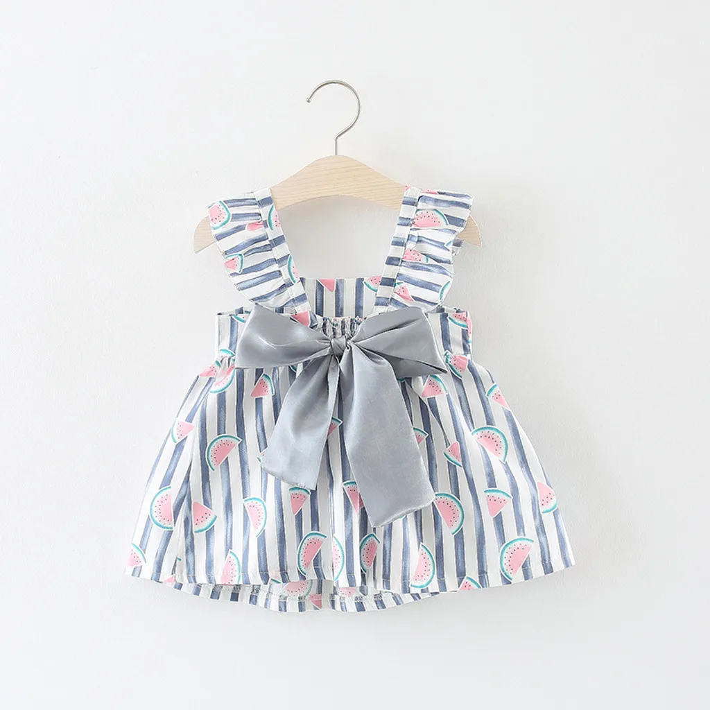 TELOTUNY dress Toddler Baby Kids Girls Sleeveless Strap Bow Watermelon Princess Dress Clothes +straw hat baby summer 2020a | Детская